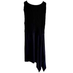 Sarah Pacini Asymmetrical Dress Sleeveless Embossed Detail Viscose Black 2